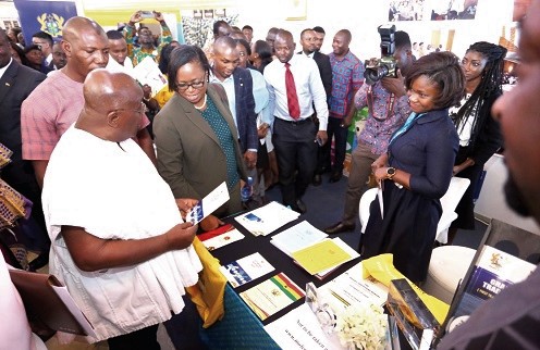 "President Akufo-Addo visits Ministry of Finance stand at the Results Fair"